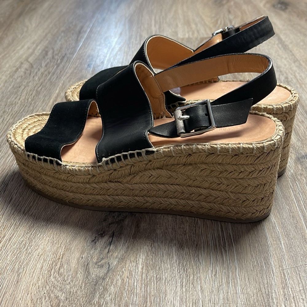 Rag & Bone Edie Black Espadrille Wedge Sandals Size 6.5 - Picture 11 of 15